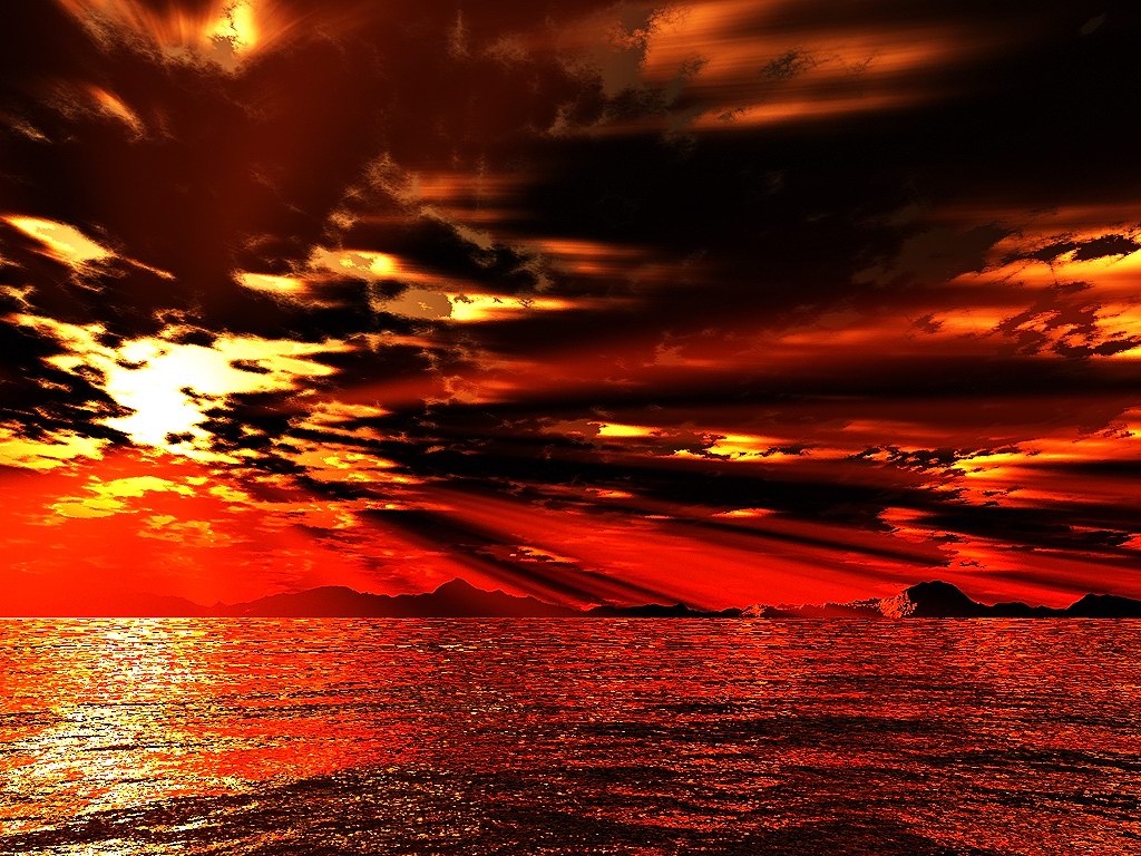 Fiery Sky at Sunset - Zoom 1024 × 768 pixels