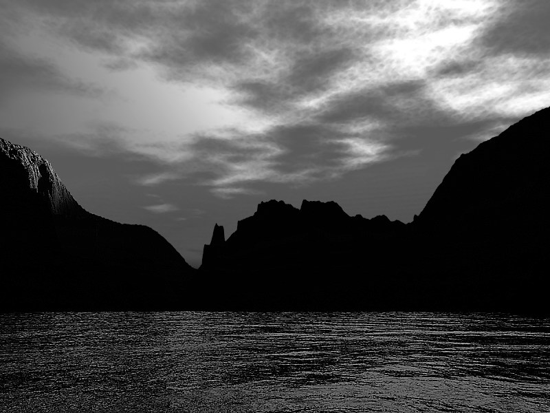 Twilight over an Extinct Volcano - B&W - Zoom 800 × 454 pixels